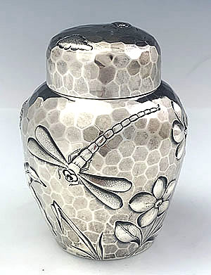Dominick & Haff antique sterling silver tea caddy pond aesthetic silver